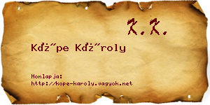 Köpe Károly névjegykártya